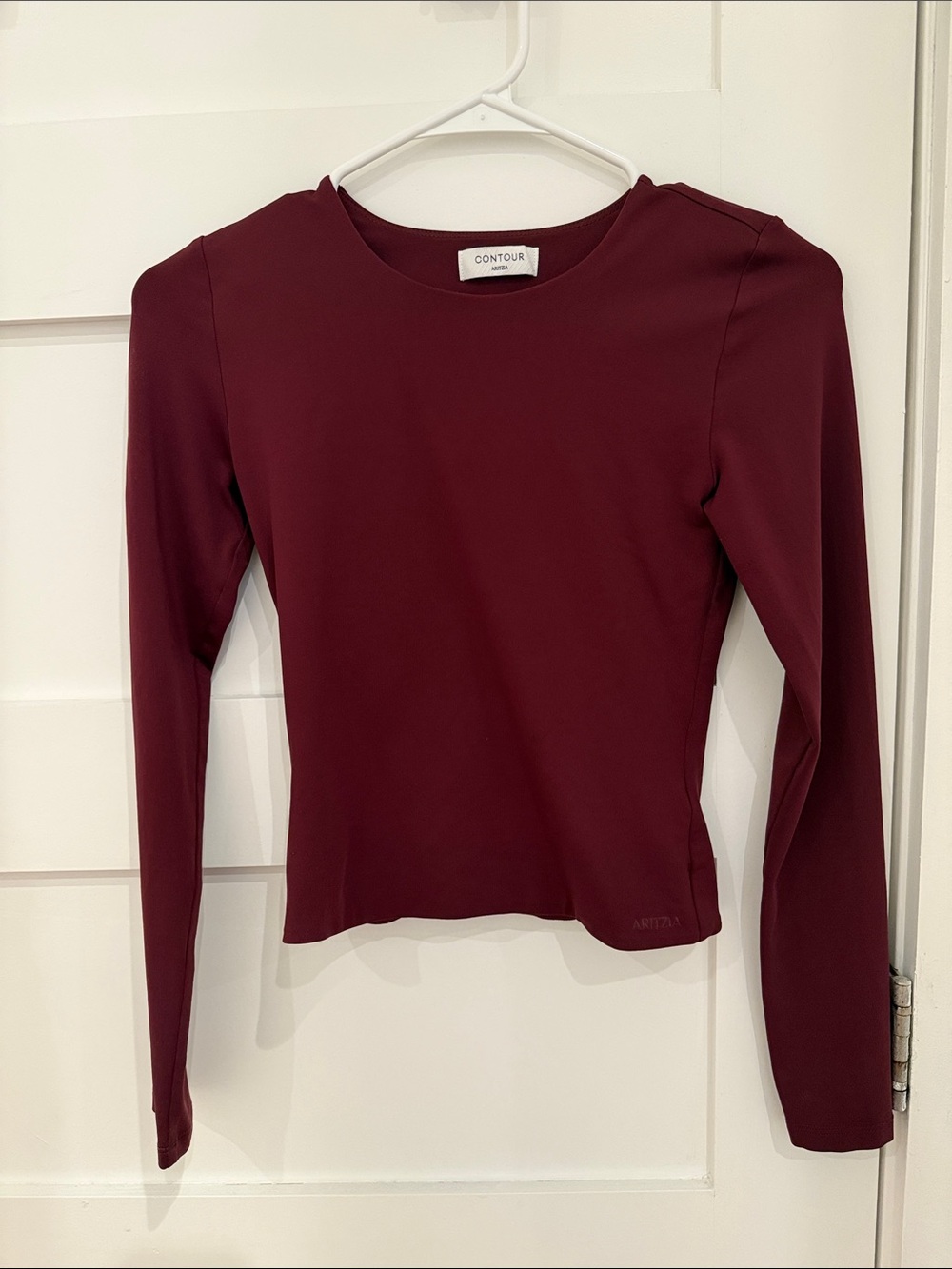 Aritzia Long Sleeve Crewneck Top - Deep Wine